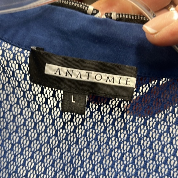 Anatomie Mokai Stretch Woven Mesh Zip Cardigan in Blue Size Large - Picture 8 of 9